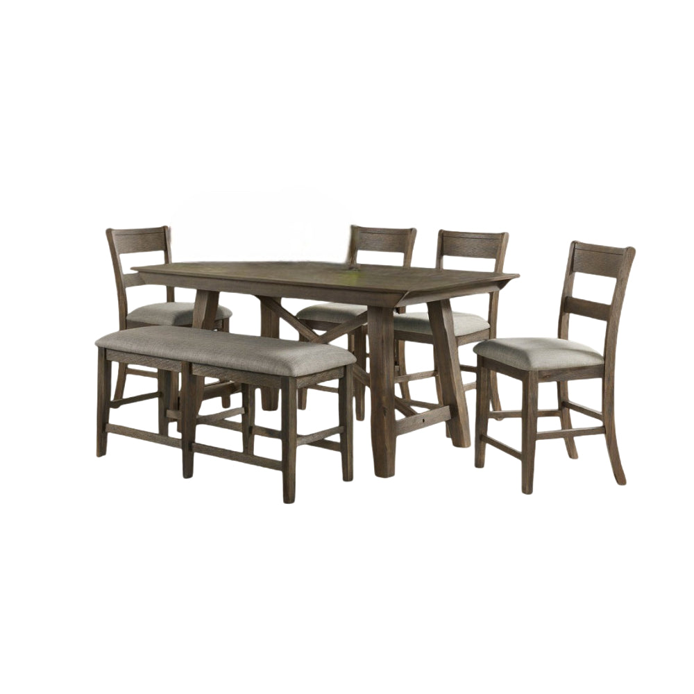 Hillcrest Pub Dining Table with 4 Chairs and 1 Bench by Vilo Home - Brown/Gray