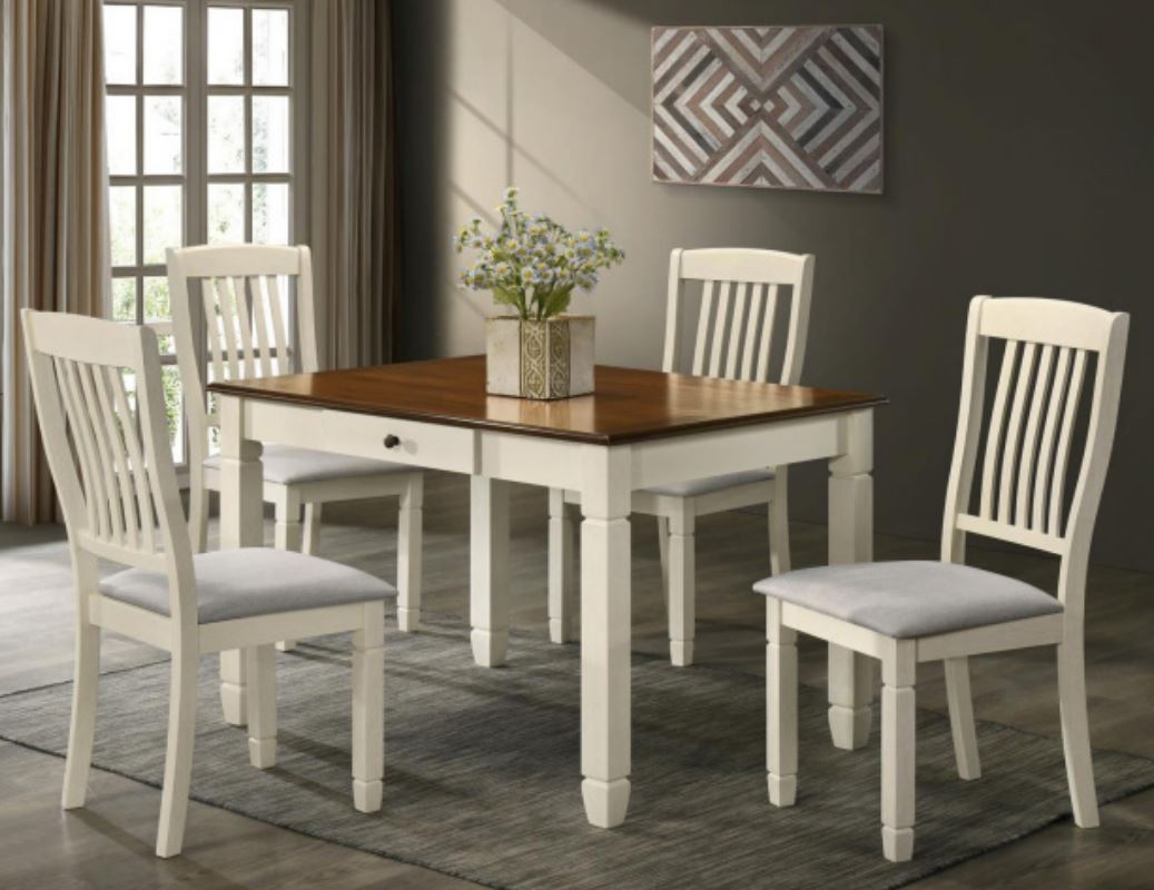 Harbor White/walnut 5 PCS Dinning Set