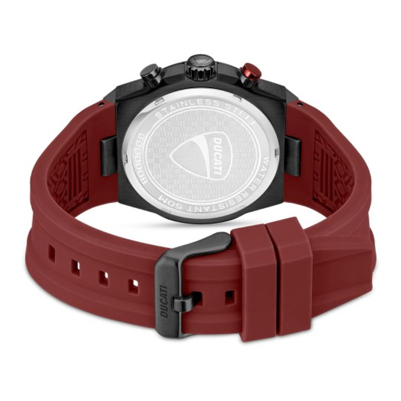 Ducati Men's 43.5mm Red Strap Watch - Black Dial