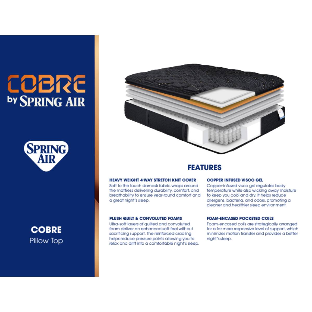 Spring Air Cobre Pillow Top Mattress - Black