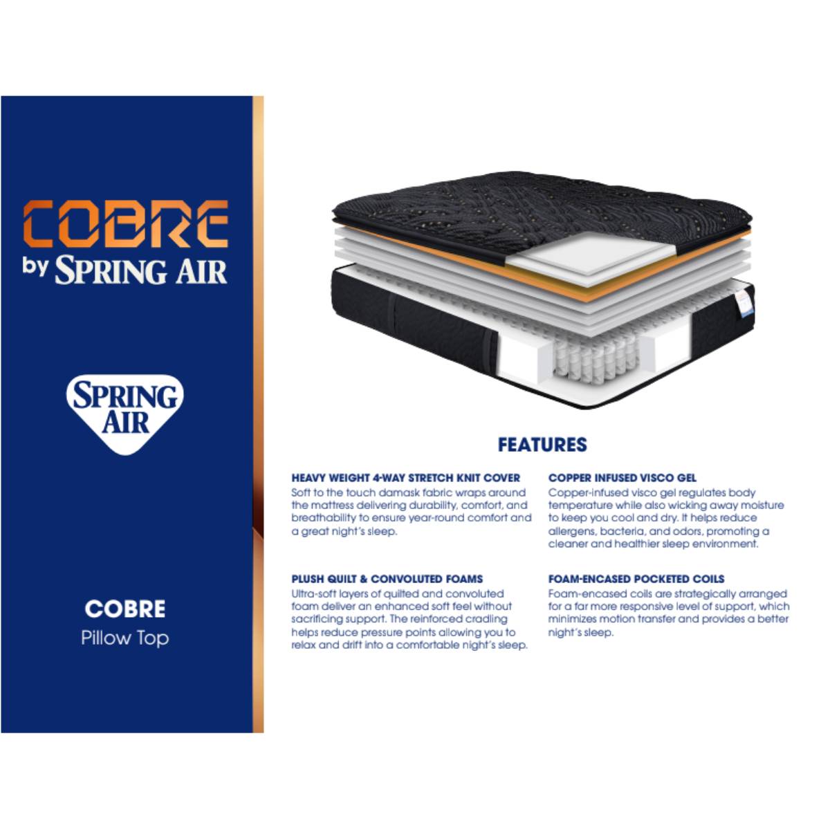 Spring Air Cobre Pillow Top Mattress - Black
