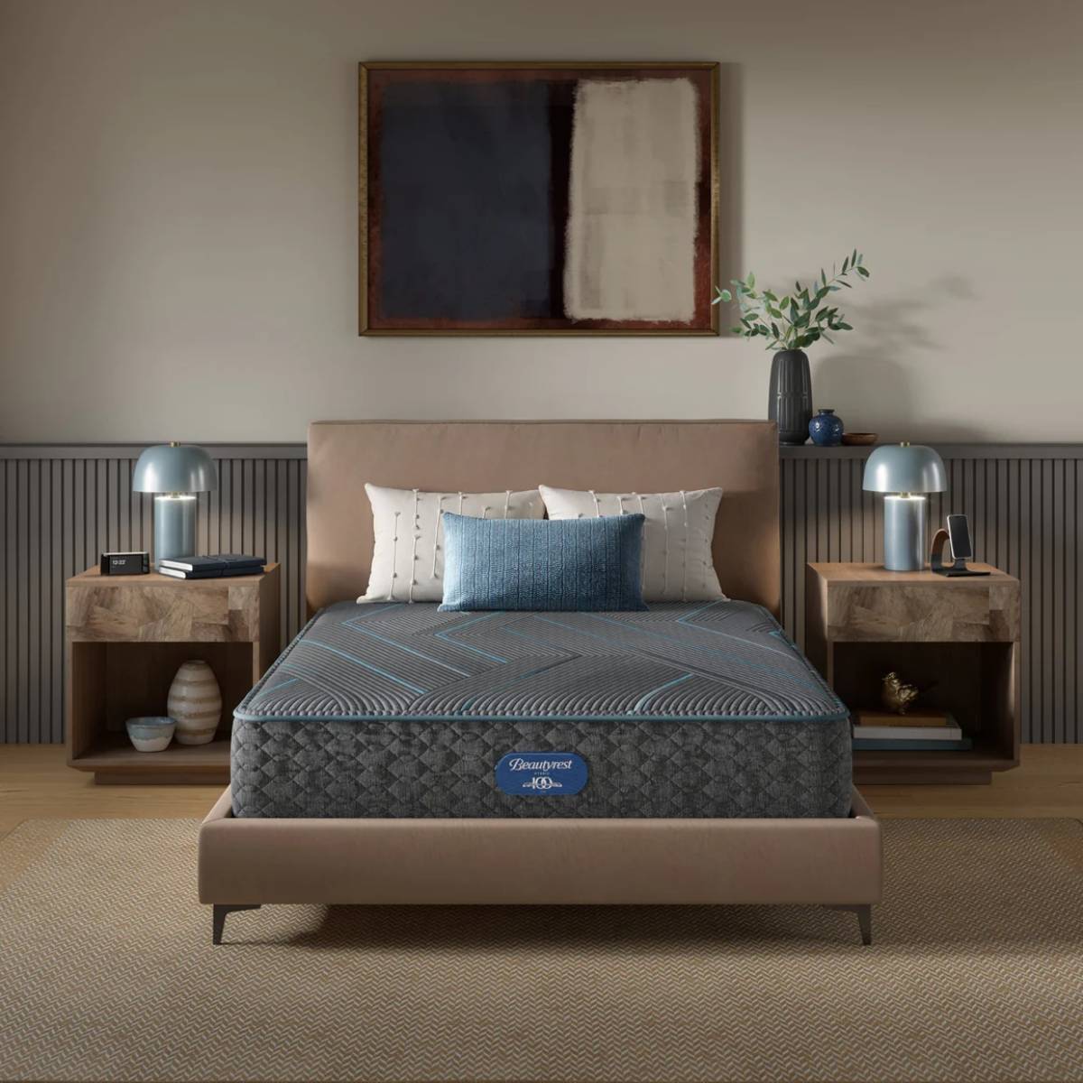 Beautyrest Level Two 12" Hybrid Medium Firm Queen Size Mattress - Blue/Gray