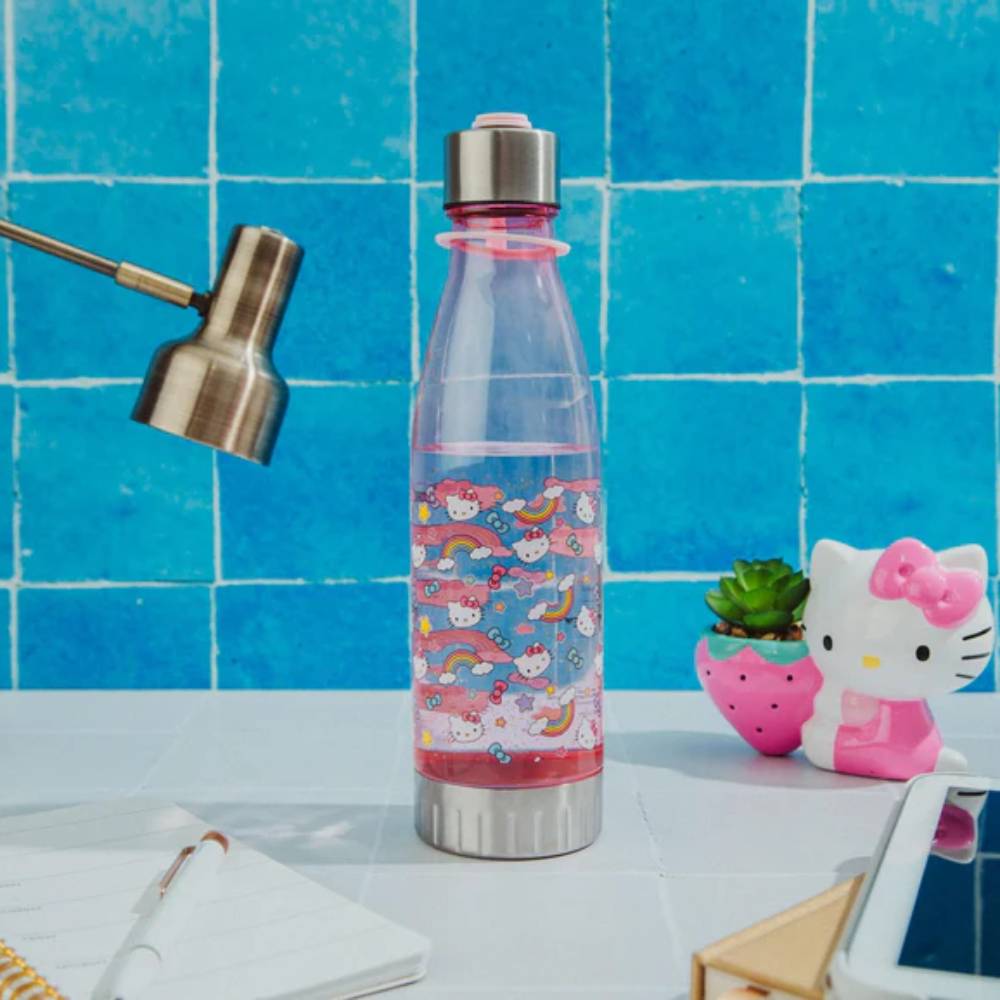 Sanrio Hello Kitty Pastel Star Toss 20 oz Print Water Bottle With Lid - Pastel Pink