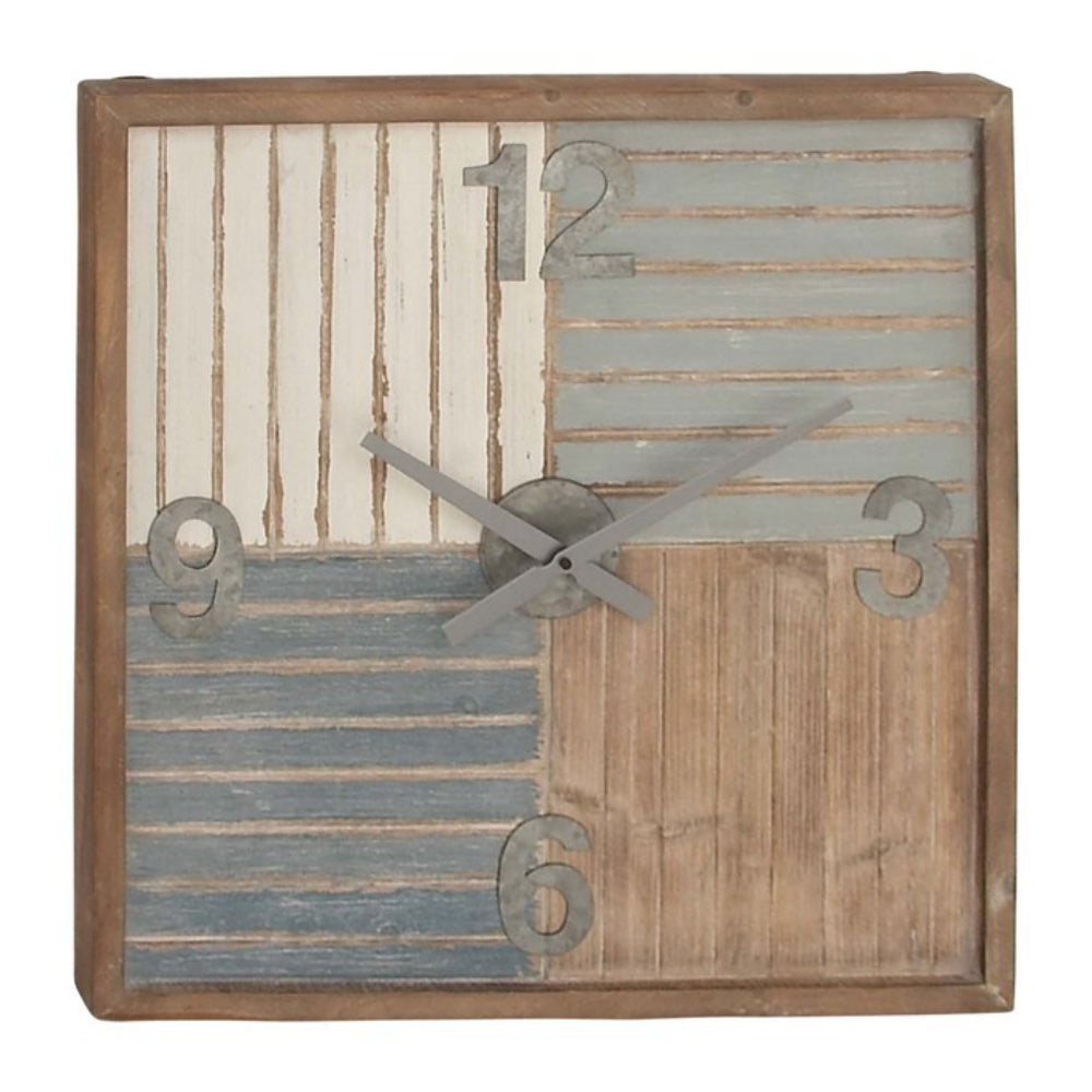 Reloj de pared cuadrado de madera de 24" x 24" de UMA Enterprises Farmhouse, color marrón