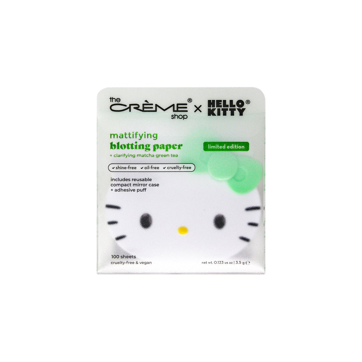 The CrΓΒ¨me Shop x Hello Kitty Matcha Blotting Papers with Mirror