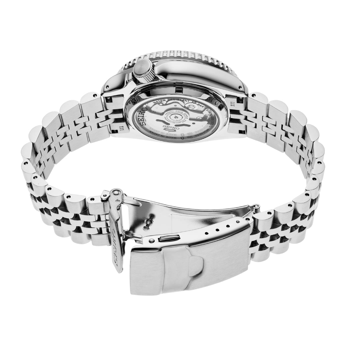 Seiko 5 Sports GMT Series Men's Silver-Tone Bracelet Watch - Charcoal Dial