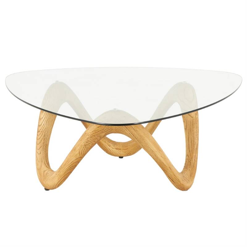 Abstract 15" Coffee Table with Triangular Top by Decor Mache - Brown/Clear