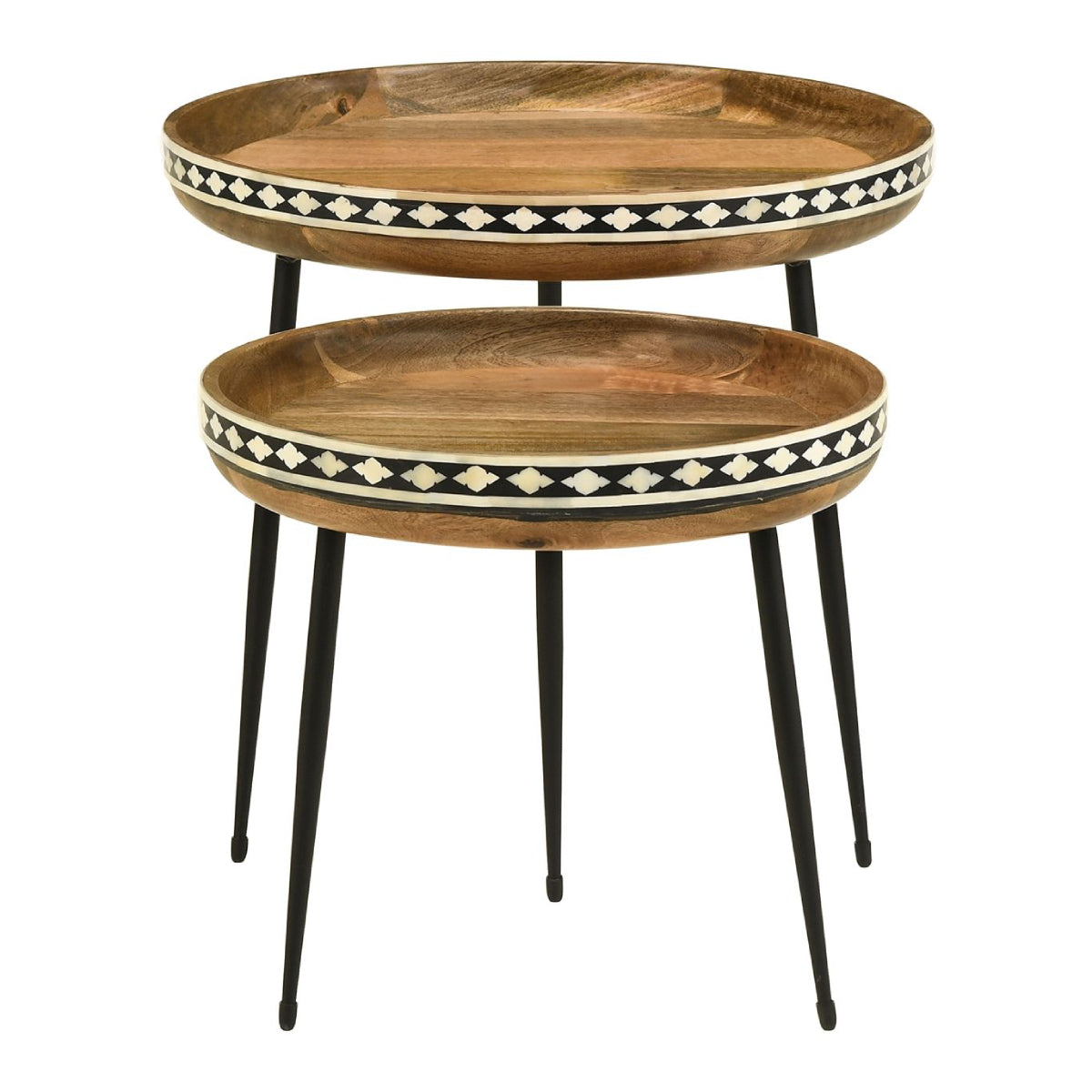 Ollie 22" Round Nesting End Table by Coaster (Set of 2) - Brown/Black