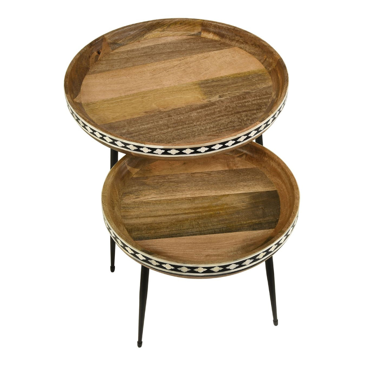 Ollie 22" Round Nesting End Table by Coaster (Set of 2) - Brown/Black