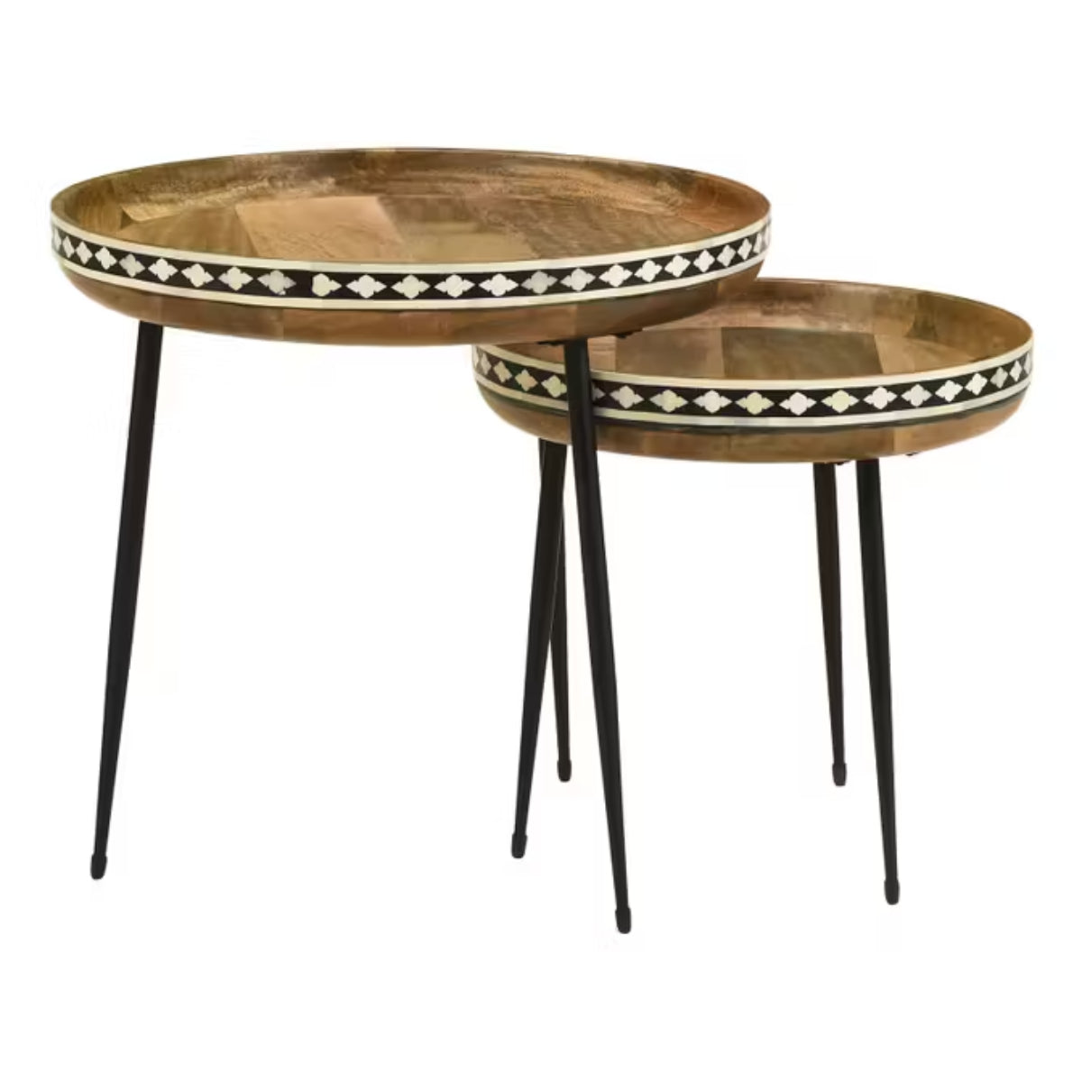 Ollie 22" Round Nesting End Table by Coaster (Set of 2) - Brown/Black