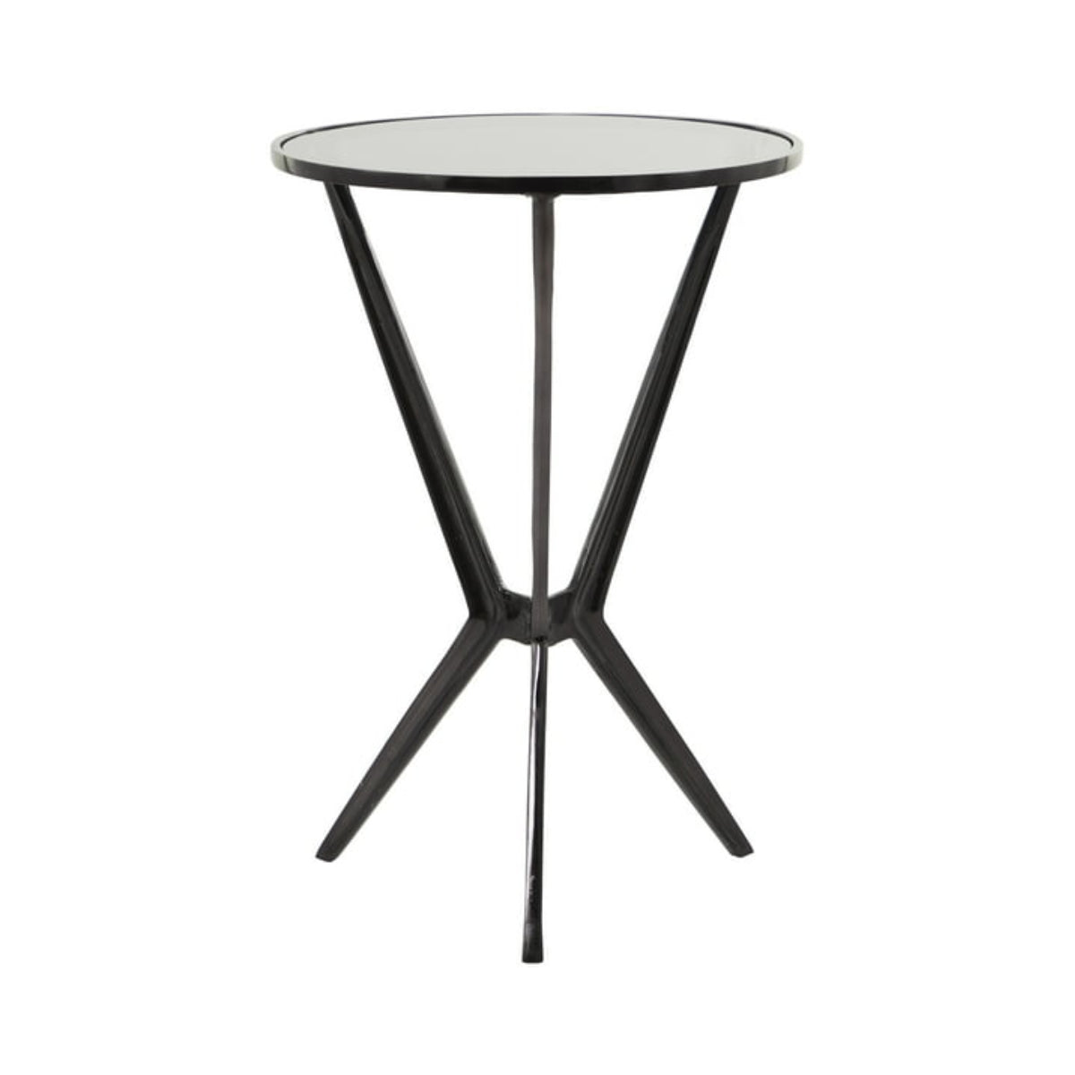 Decor Mache Modern Round Top Accent Table - Black/Clear