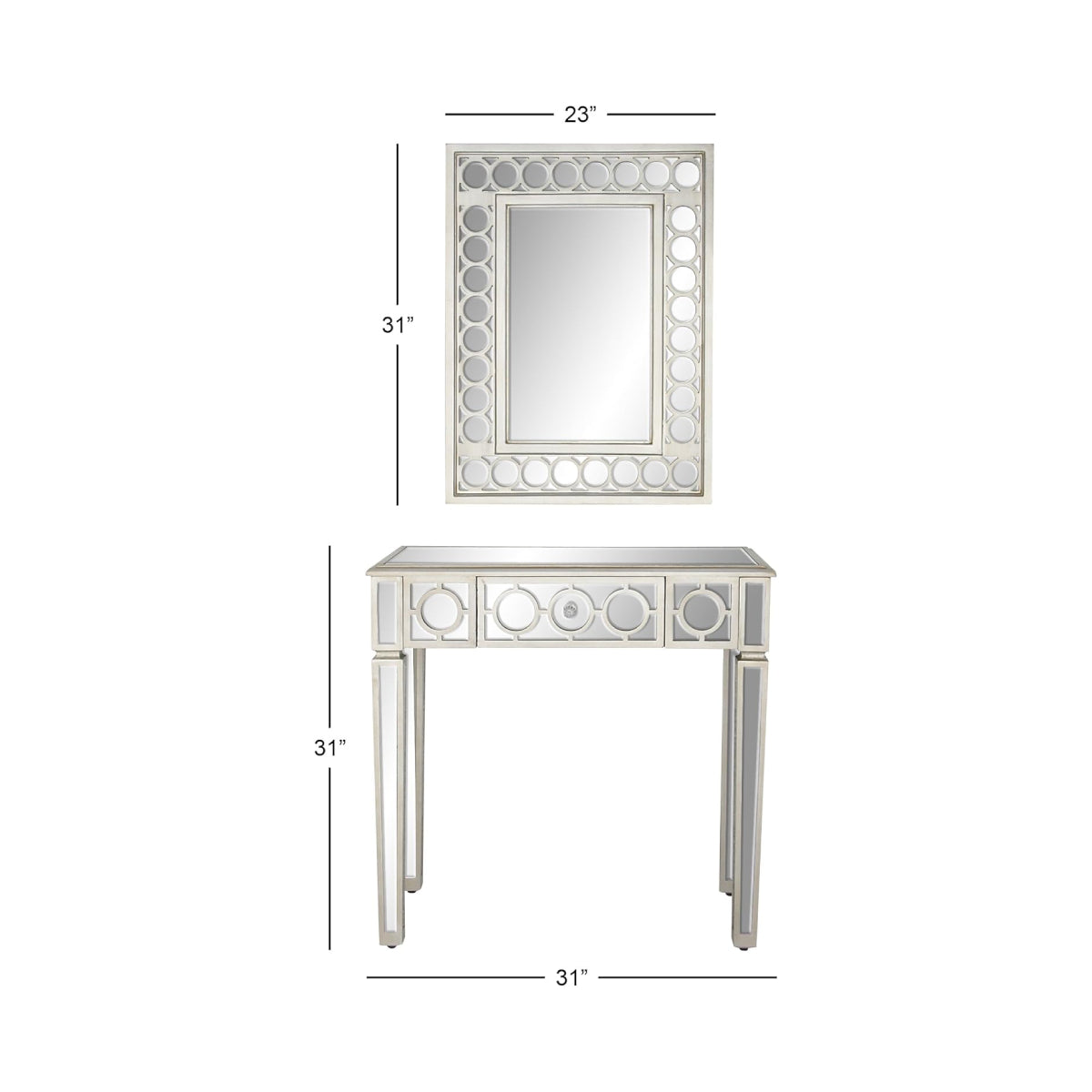 Consola con espejo blanco glamuroso