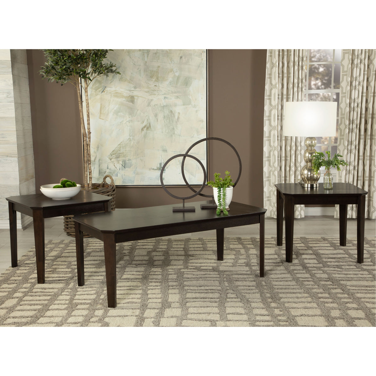 Amaro Coffee and End Table Set by Coaster (3-Piece) - Brown