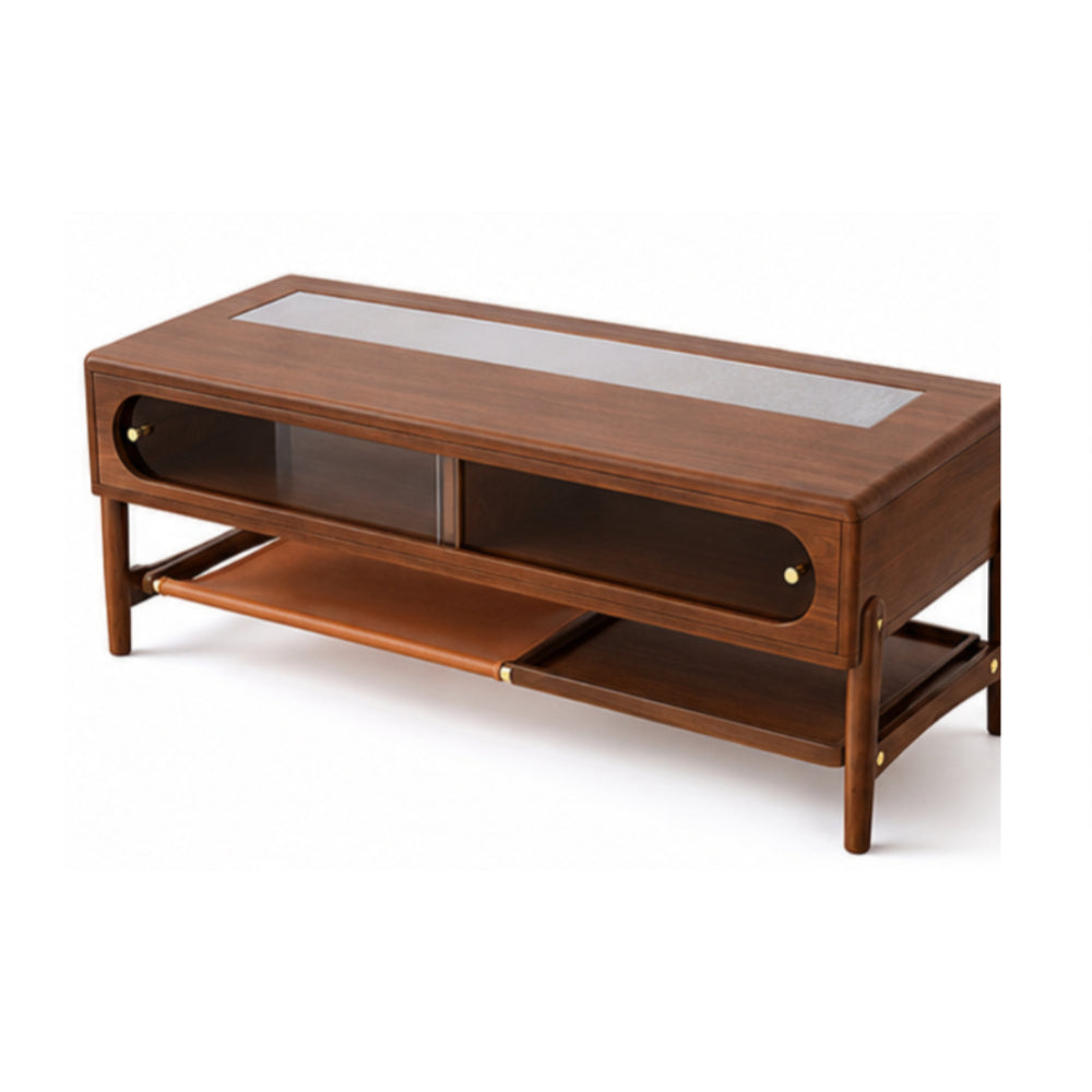 Mesa de centro con cristal de Best Home - Marrón oscuro