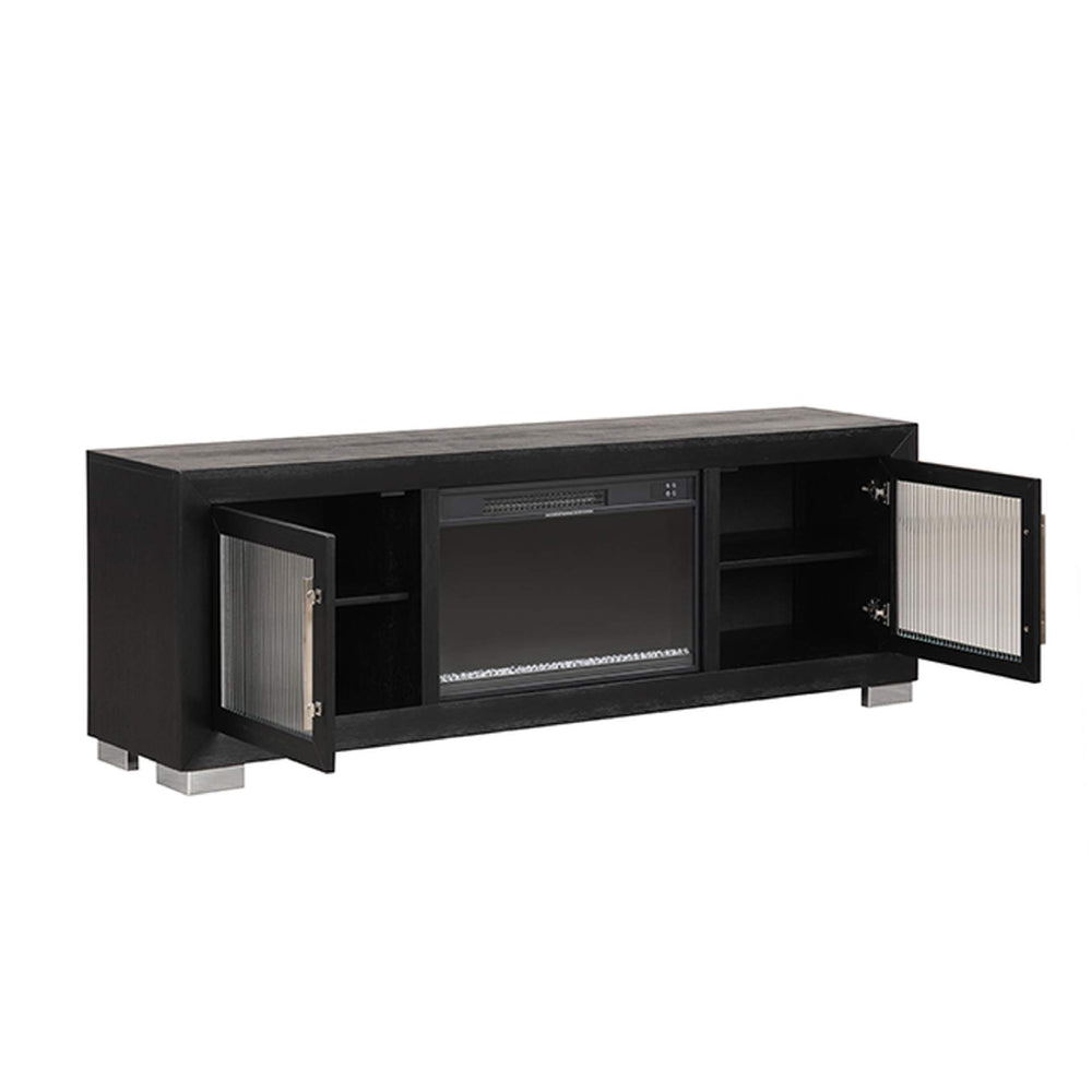 Ashbourne 72" TV Stand with Fireplace Media Console by Furniture of America - Black