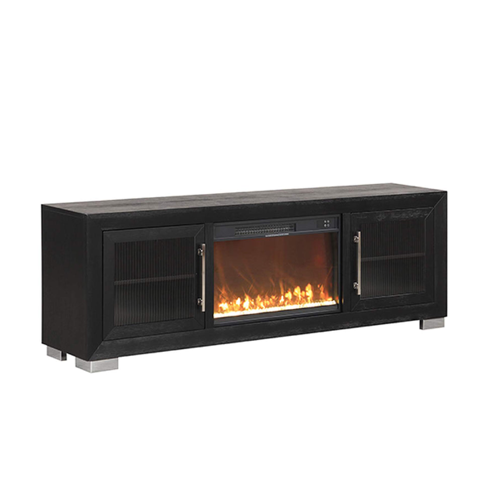 Ashbourne 72" TV Stand with Fireplace Media Console by Furniture of America - Black