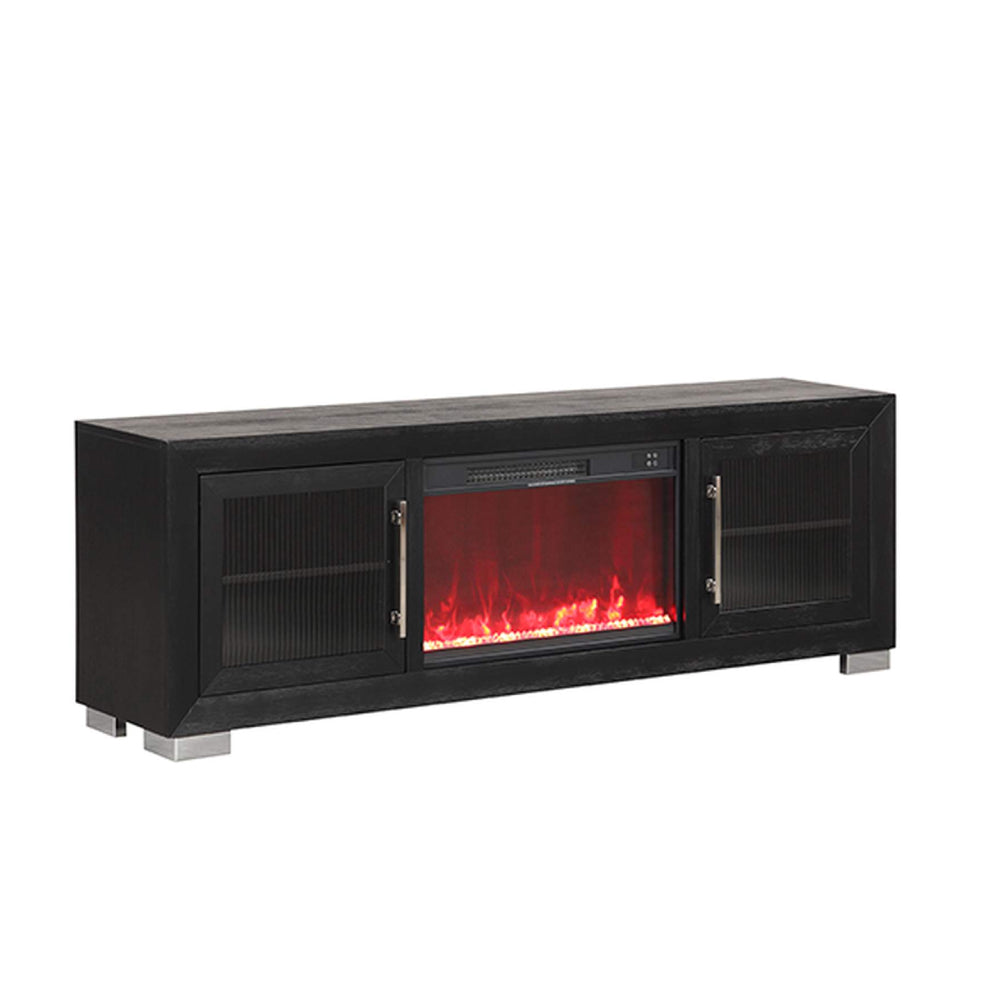 Ashbourne 72" TV Stand with Fireplace Media Console by Furniture of America - Black