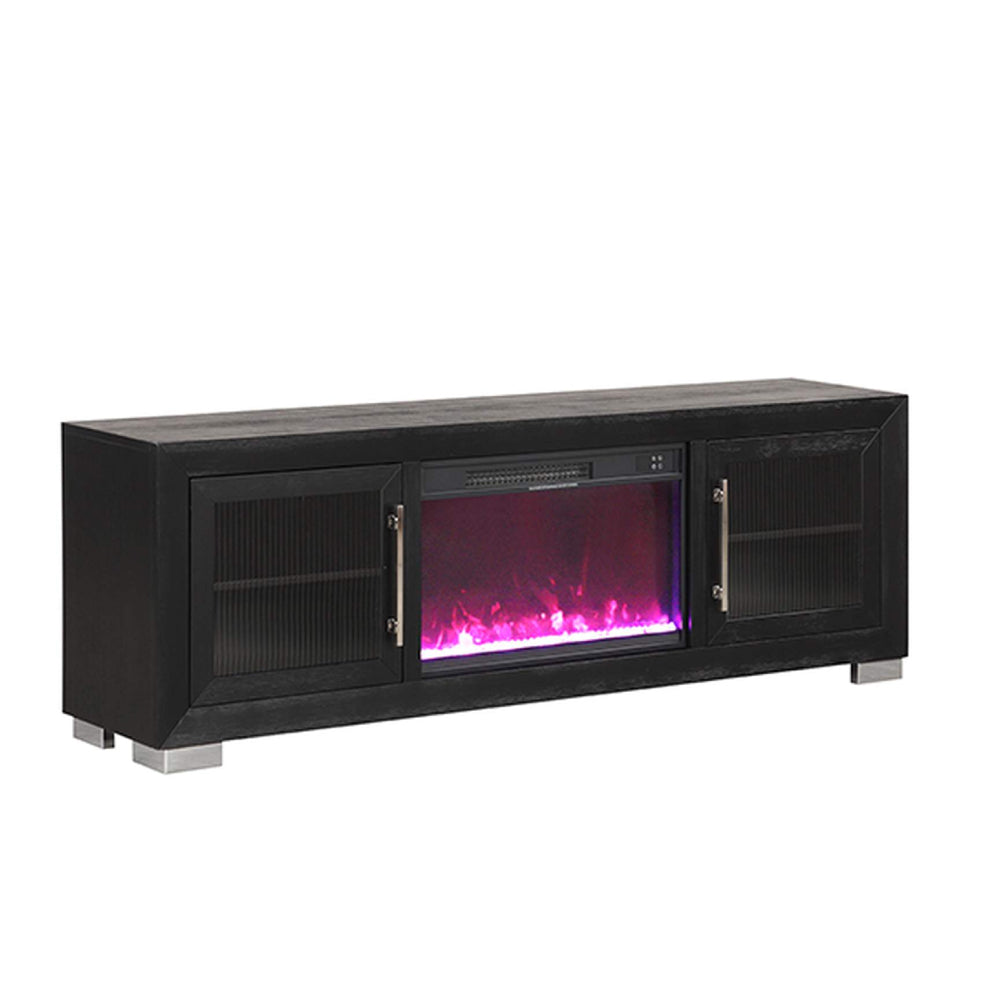 Ashbourne 72" TV Stand with Fireplace Media Console by Furniture of America - Black