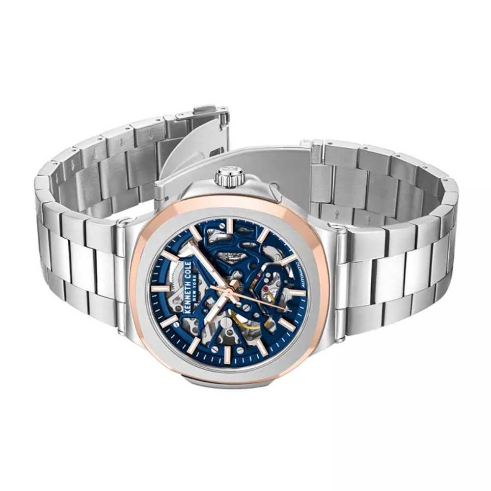 Kenneth Cole New York Men's 45.5mm Silver-Tone Bracelet Watch - Blue Dial