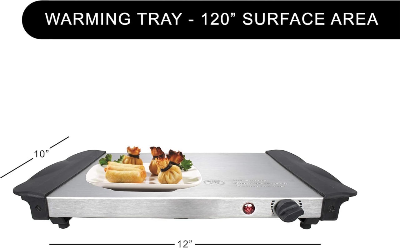 Ovente 3-Quart 2 Pan Buffet Server and Warming Tray