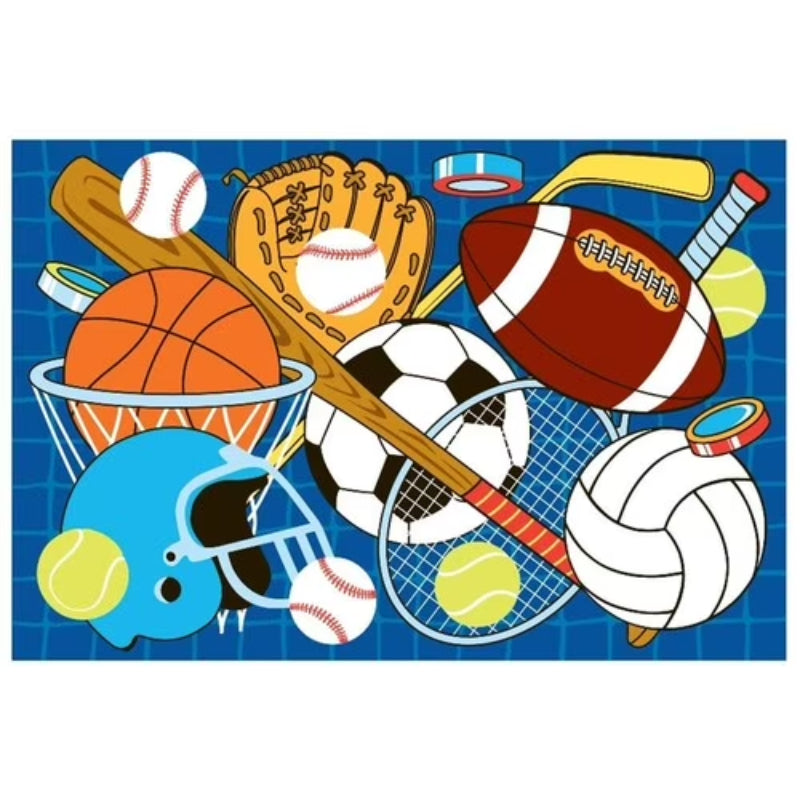 L.A Rugs Fun Time Let's Play Blue Rectangular Area Rug