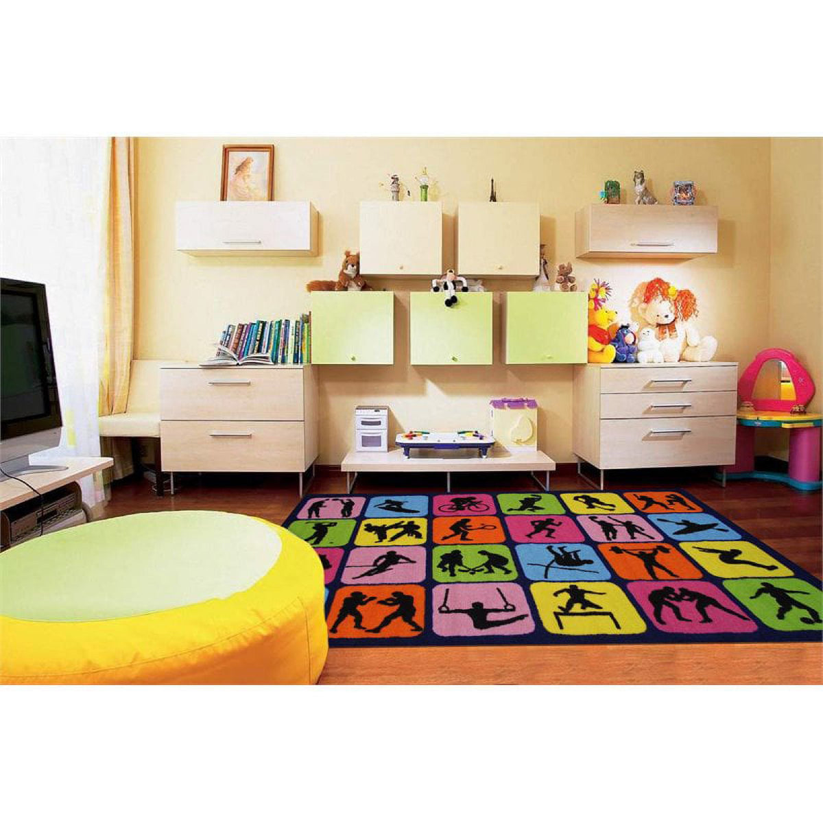 L.A Rugs Fun Time Sports Symbol Rectangular Area Rug