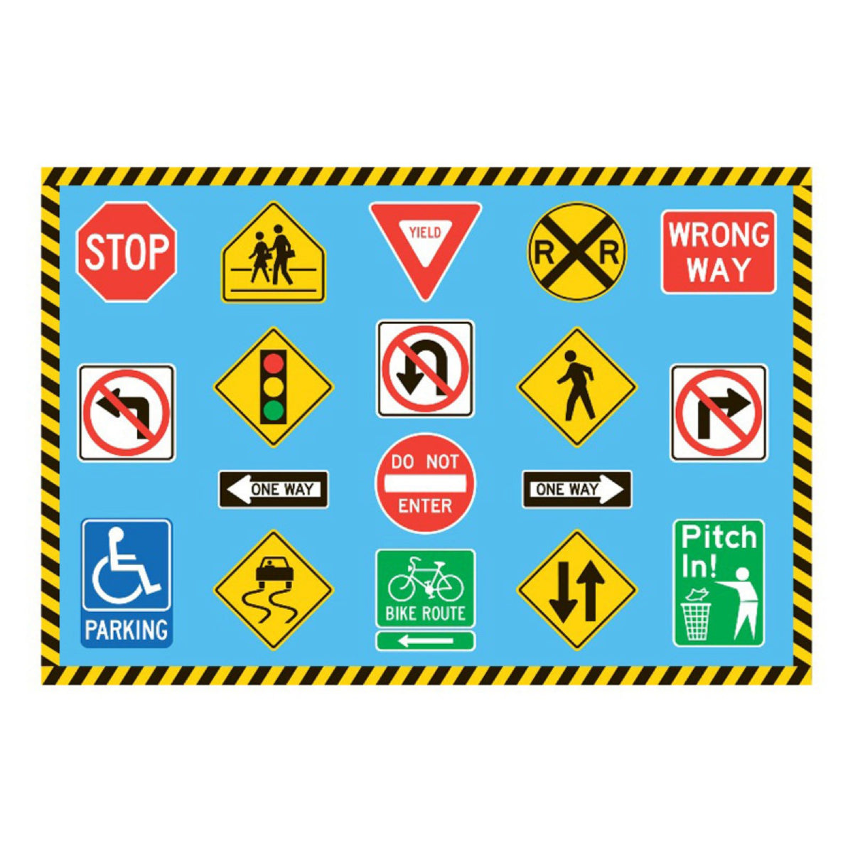 L.A Rugs Fun Time Traffic Signs Rectangular Area Rug - Blue