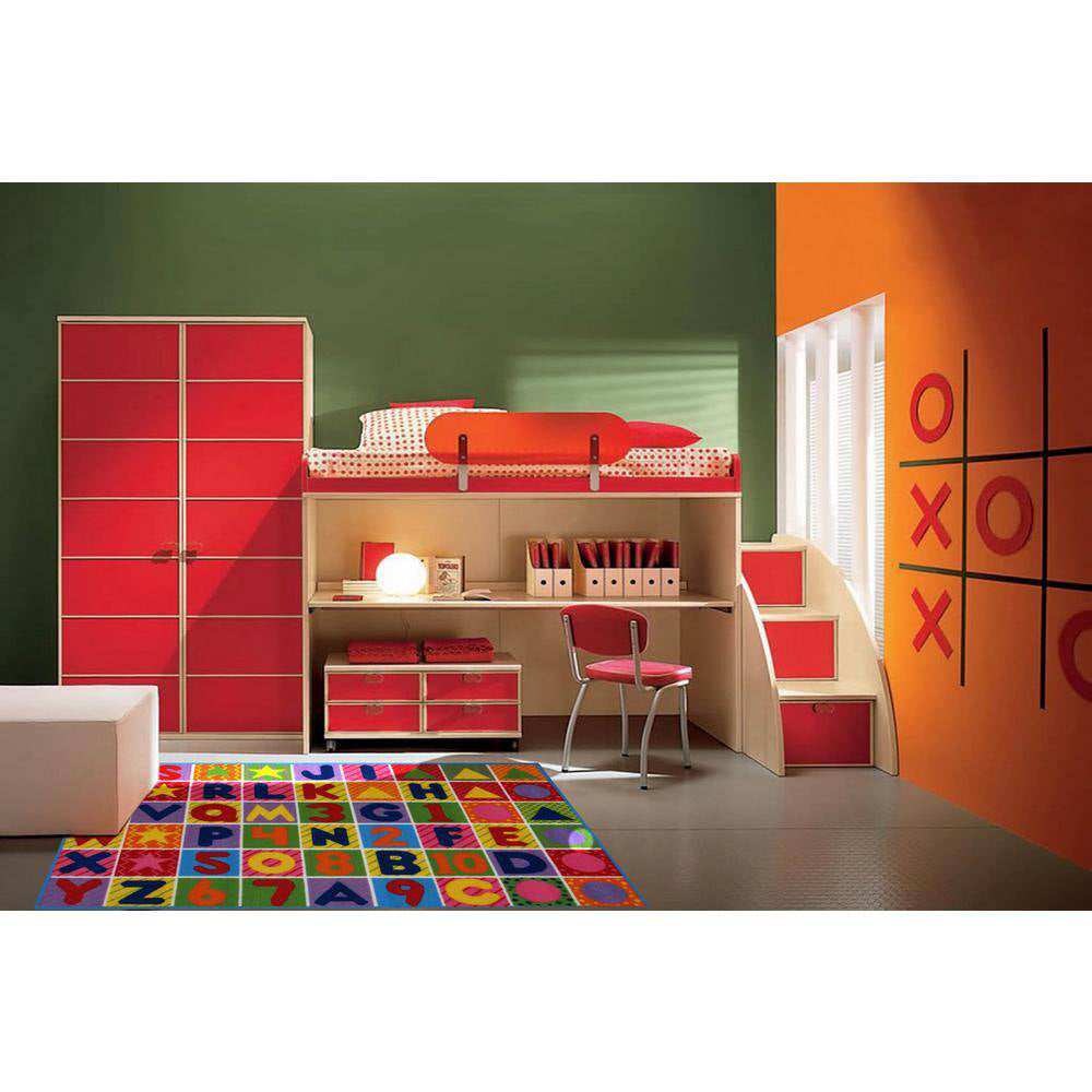 L.A Rugs Numbers and Letters Rectangular Area Rug