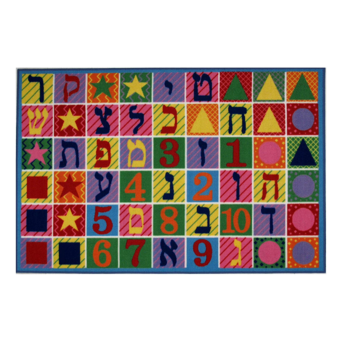 L.A Rugs Fun Time Hebrew Numbers and Letters Rectangular Area Rug