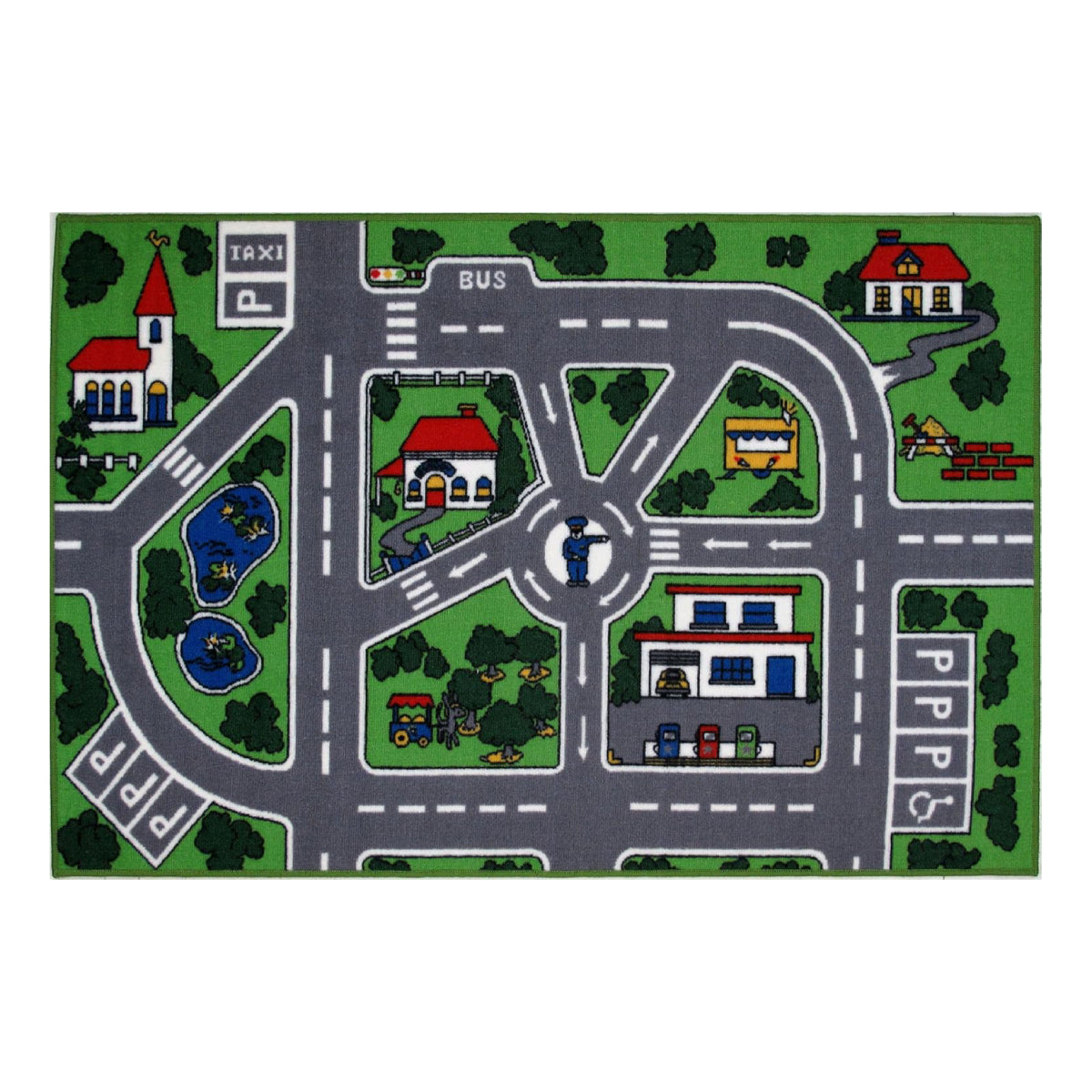 L.A Rugs 8' x 11' Fun Time Streets Rectangular Area Rug - Green
