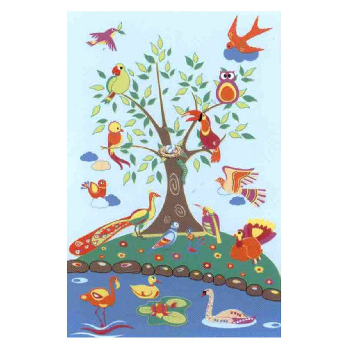 L.A Rugs 4' 3" x 6' 6" Fun Time Birds of Paradise Rectangular Area Rug - Blue
