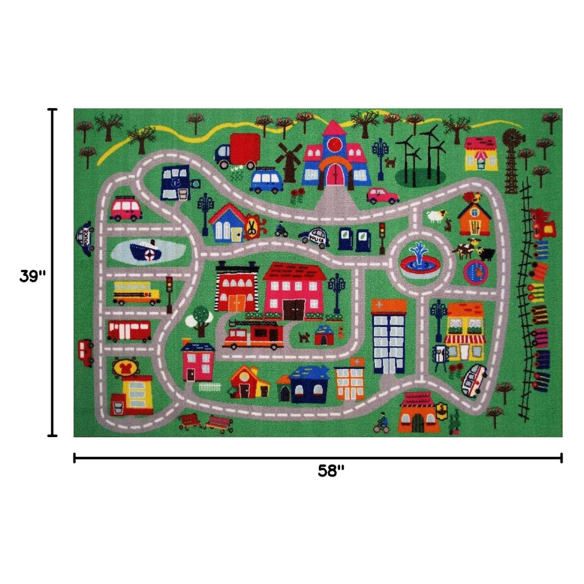 L.A Rugs 3' 3" x 4' 10" Fun Time City Rectangular Area Rug - Green