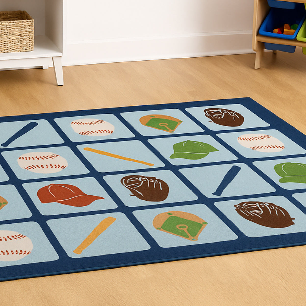 L.A Rugs 3' 3" x 4' 10" Fun Time Up To Bat Rectangular Area Rug - Blue