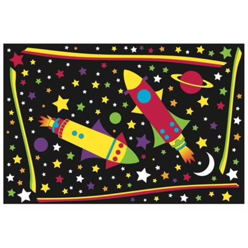 L.A Rugs 3' 3" x 4' 10" Fun Time Outer Space Rectangular Area Rug - Black