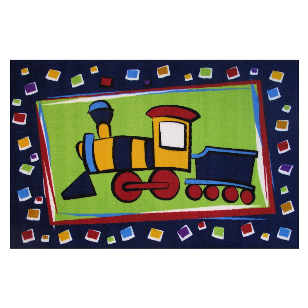 L.A Rugs 3' 3" x 4' 10" Fun Time Choo Choo Train Rectangular Area Rug - Blue/Green