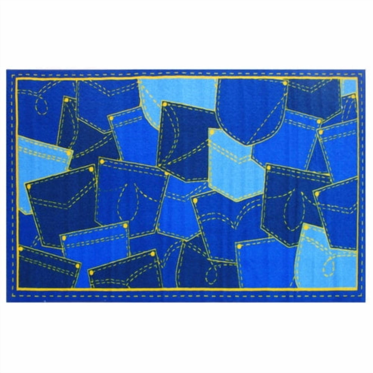 L.A Rugs Fun Time Jean Pockets Rectangular Area Rug - Blue