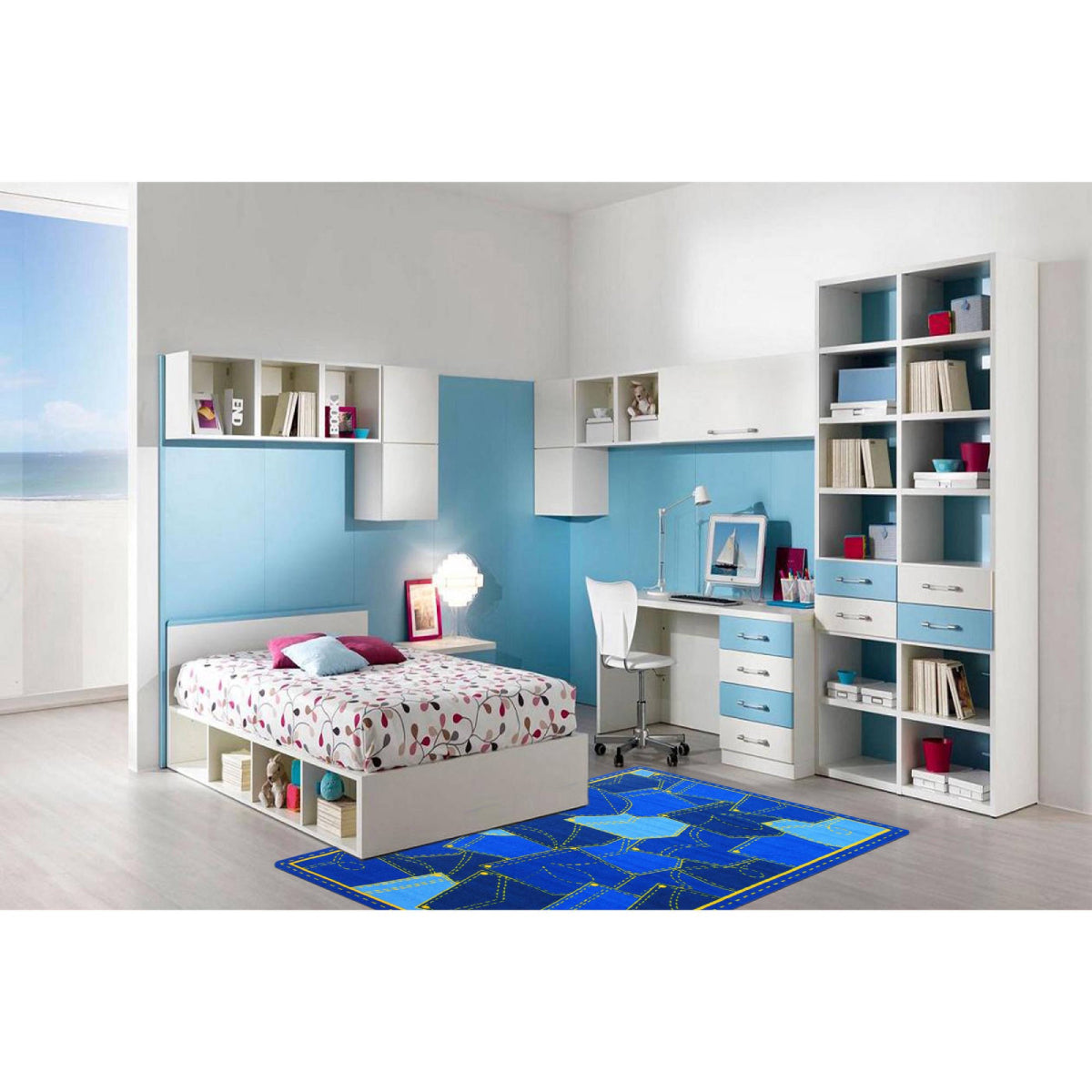 L.A Rugs Fun Time Jean Pockets Rectangular Area Rug - Blue