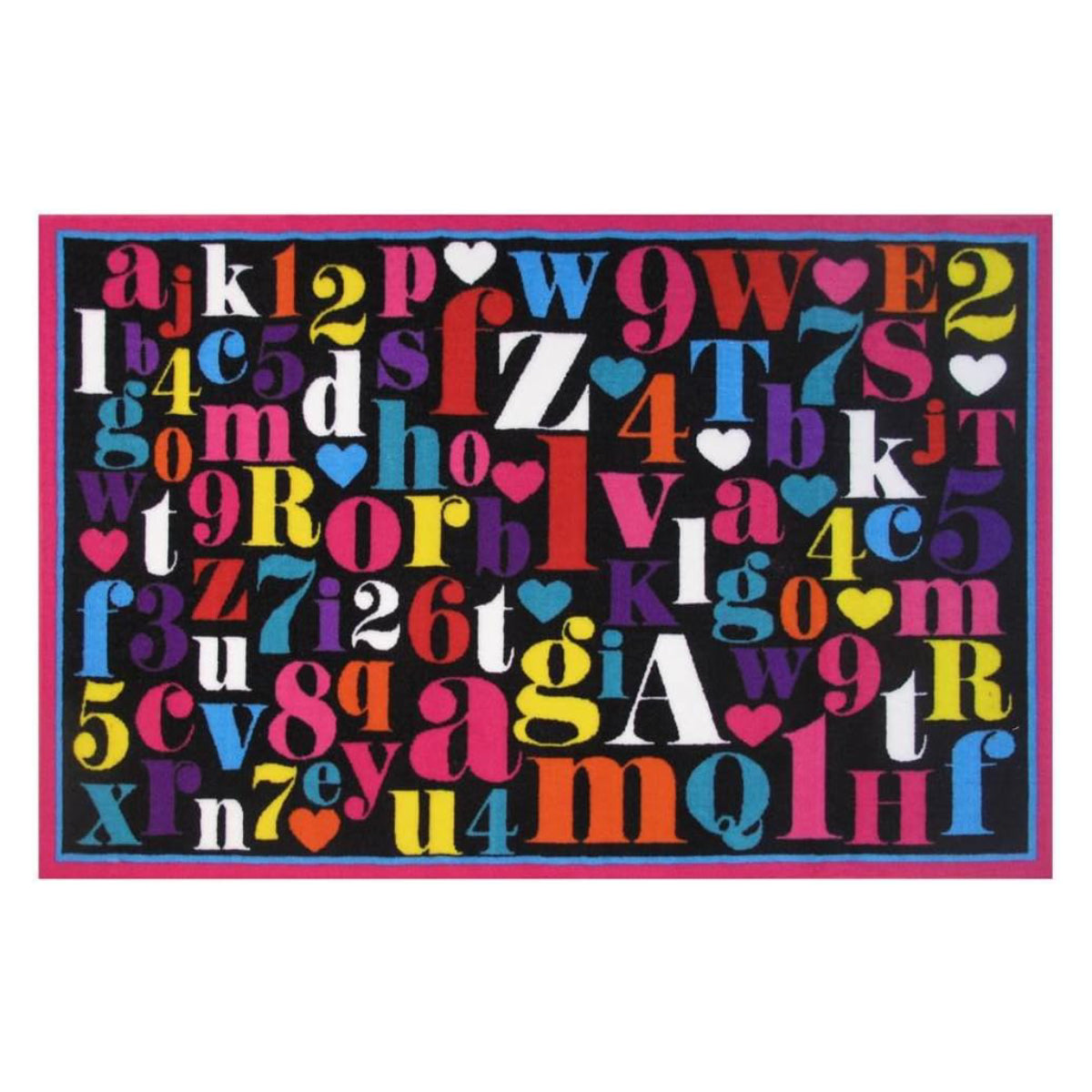 L.A Rugs 3' 3" x 4' 10" Fun Time Alphabet Rectangular Area Rug - Black
