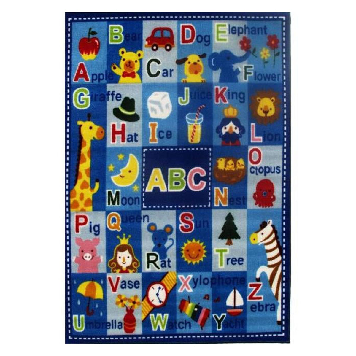 L.A Rugs 3' 3" x 4' 10" Fun Time Letters and Names Rectangular Area Rug - Blue