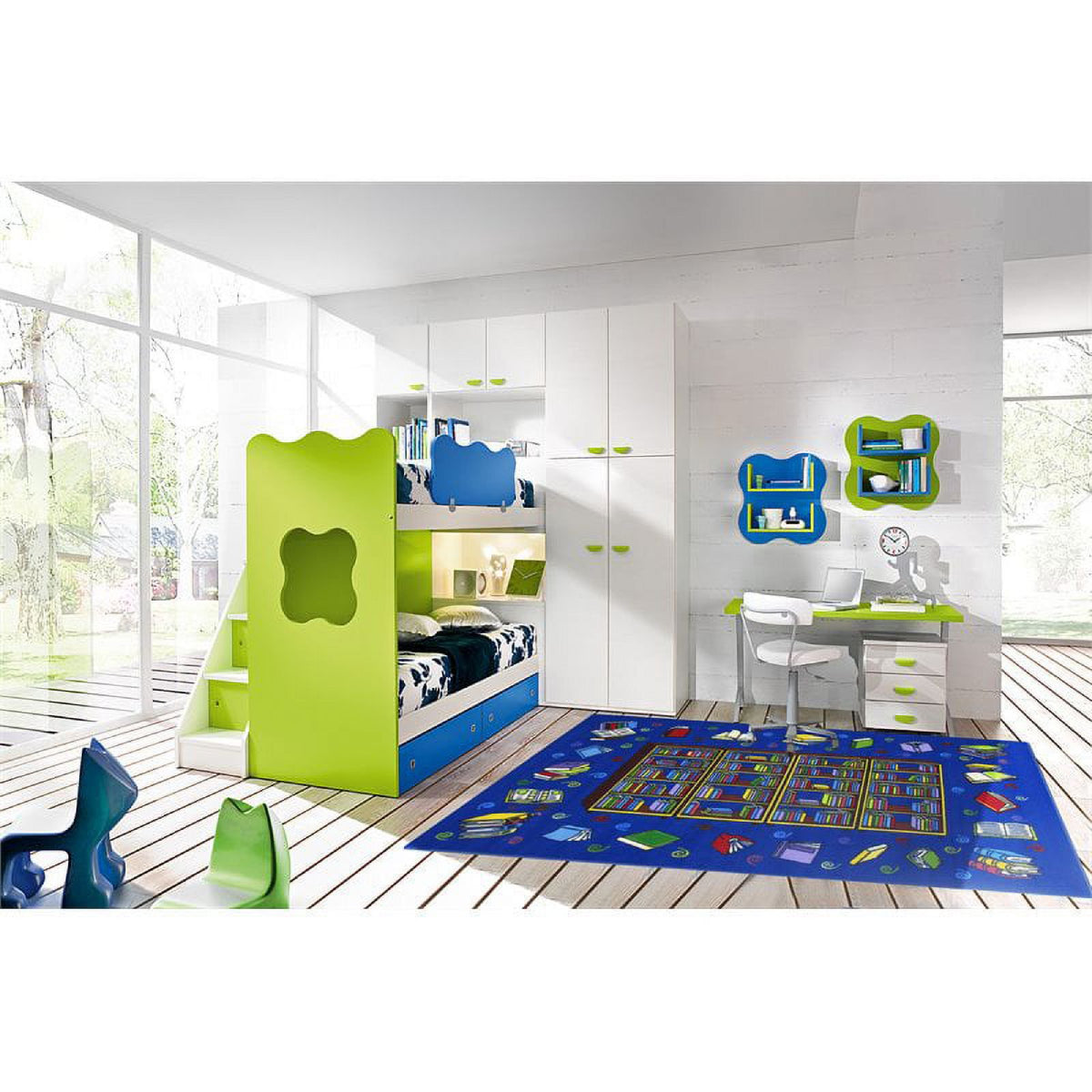 L.A Rugs 3' 3" x 4' 10" Fun Time Reading Rectangular Area Rug - Blue