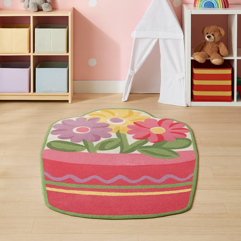 L.A Rugs 3' 3" x 4' 10" Fun Time Flower Pot Shaped Area Rug