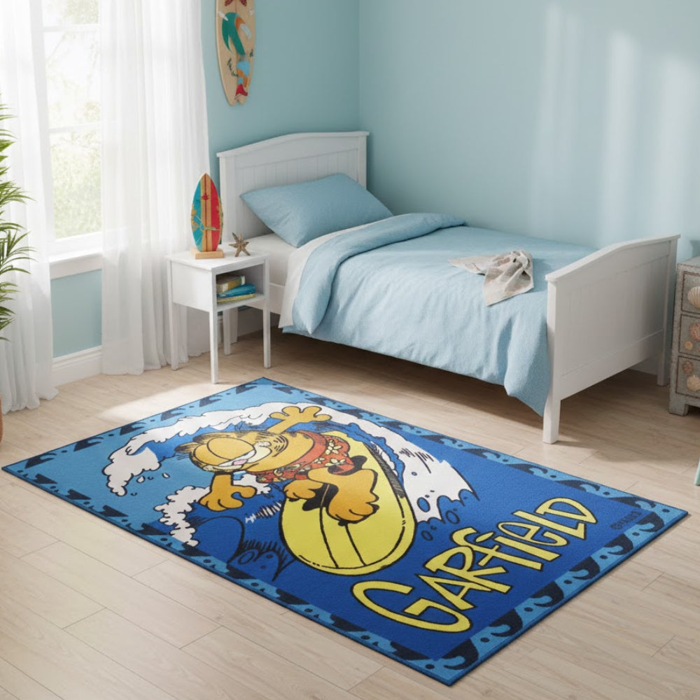 L.A Rugs 3' 3" x 4' 10" Garfield Surfing Rectangular Area Rug - Blue