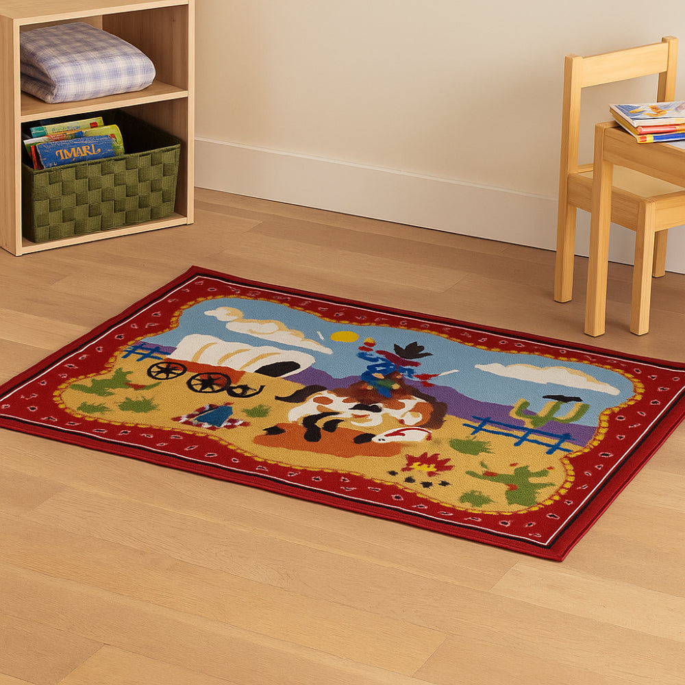 L.A Rugs 2" x 3" Olive Kids Ride Em Rectangular Area Rug - Red