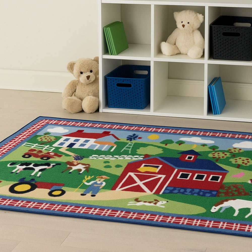 L.A Rugs 2" x 3" Olive Kids Country Farm Rectangular Area Rug