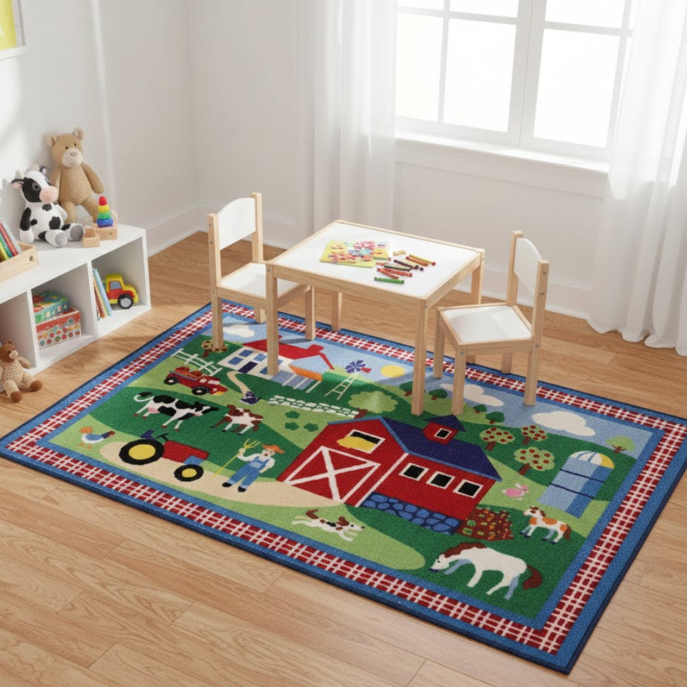 L.A Rugs 3' 3" x 4' 10" Olive Kids Country Farm Rectangular Area Rug