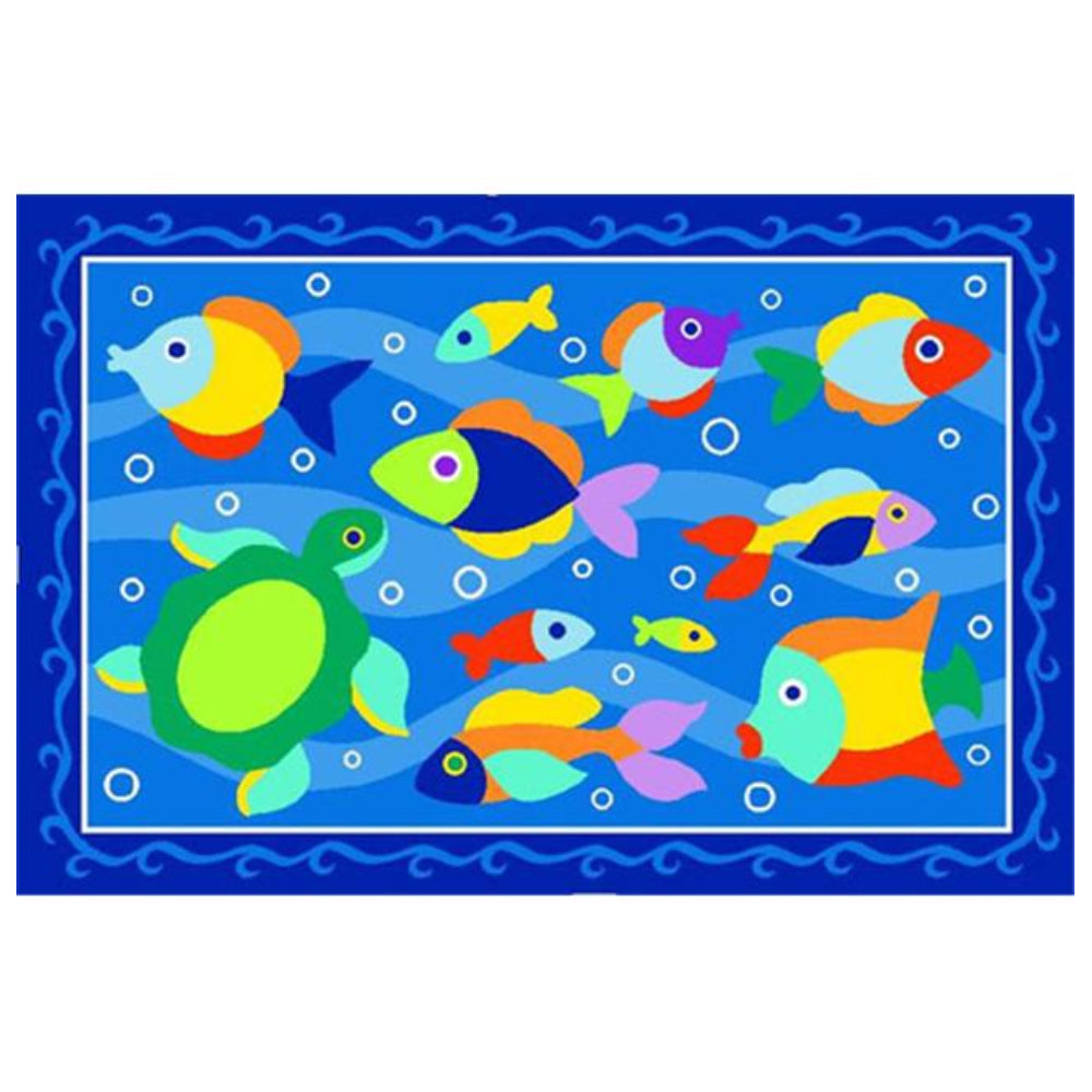 L.A Rugs 1' 7" x 2' 5" Olive Kids Somethin Fishy Rectangular Area Rug - Blue