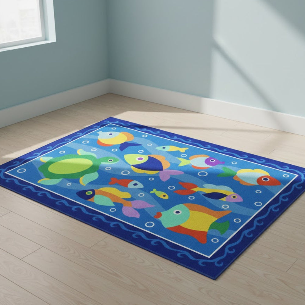 L.A Rugs 1' 7" x 2' 5" Olive Kids Somethin Fishy Rectangular Area Rug - Blue