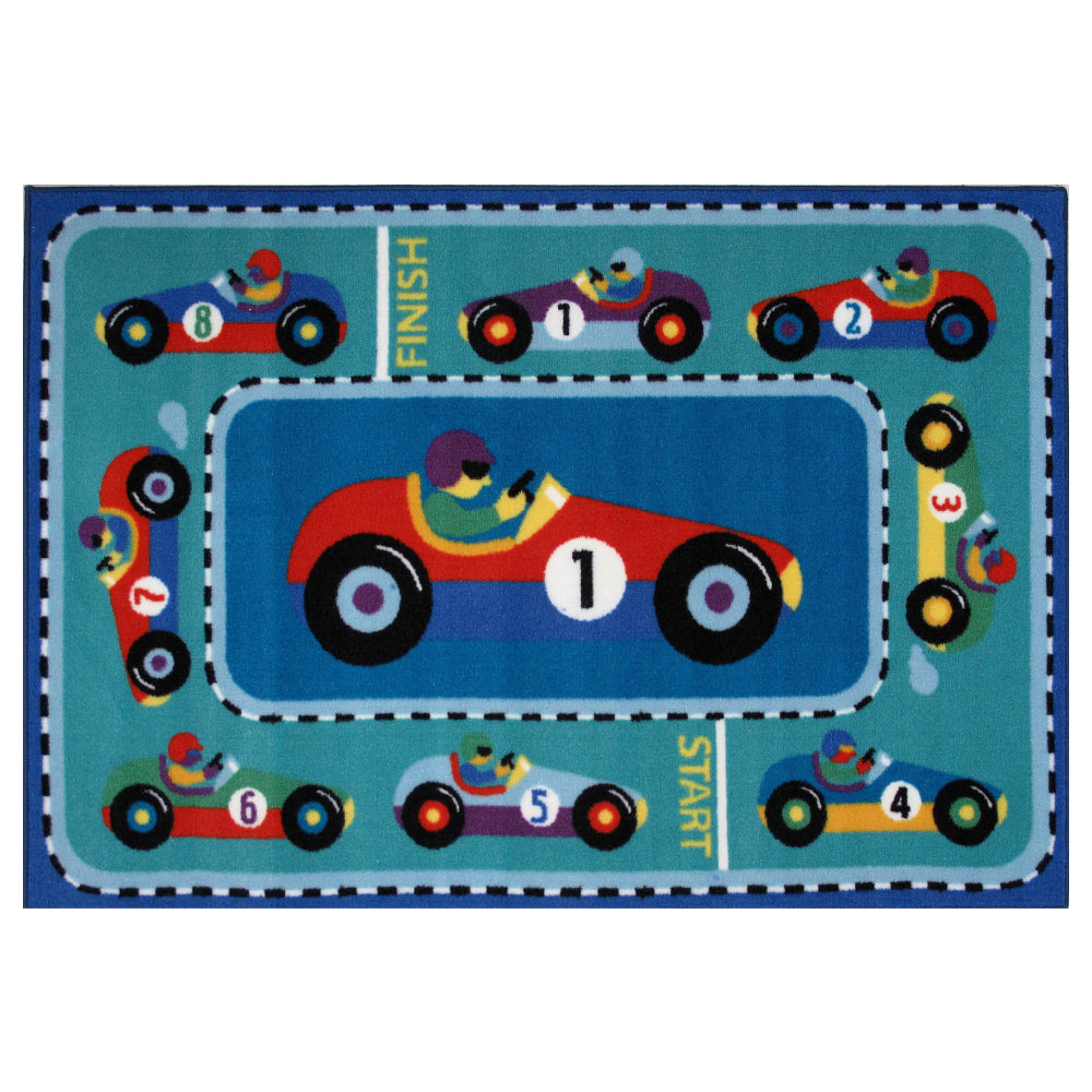 L.A Rugs 1' 7" x 2' 5" Olive Kids Vroom Rectangular Area Rug - Blue