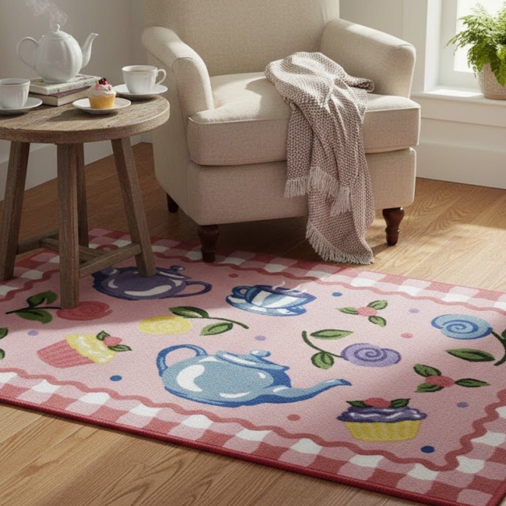 L.A Rugs 1' 7" x 2' 5" Olive Kids Tea Party Rectangular Area Rug - Pink