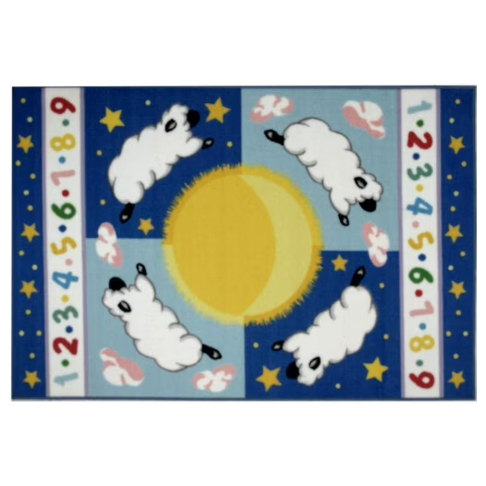 L.A Rugs 1' 7" x 2' 5" Olive Kids Sleepy Sheep Rectangular Area Rug - Blue